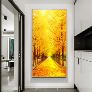 黄金大道招财玄幻装饰画客厅玄关走廊发财树财源滚滚墙画晶瓷画