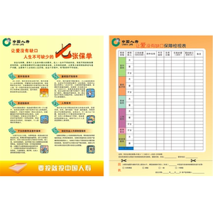 平安家庭保单年检表中国人寿保险保障检视表整理体检卡宣传彩页