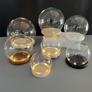 热卖创意摆件装饰品透明球形玻璃罩子带灯底座配电池七夕节送朋友