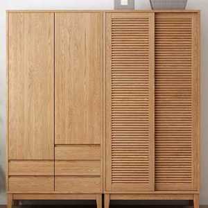 健匠北欧橡木衣柜实木推拉门平开门百叶门百叶窗移门日式大衣柜.