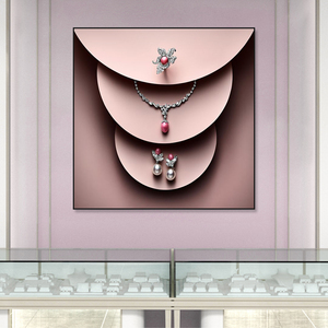 珠宝店装饰画钻石项链戒指耳环首饰海报挂画名贵奢侈品店展柜壁画