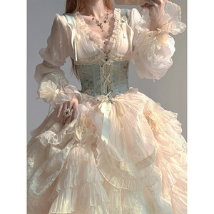 花嫁lolita华丽款套装女洋装洛丽塔甜美优雅大小姐腰封重工公主裙