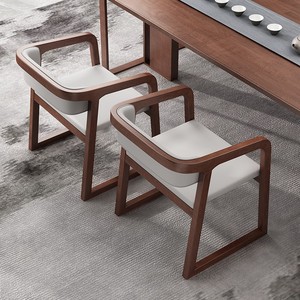 新中式实木茶椅轻奢餐椅家用带扶手椅主人椅高端茶桌茶室靠背椅子
