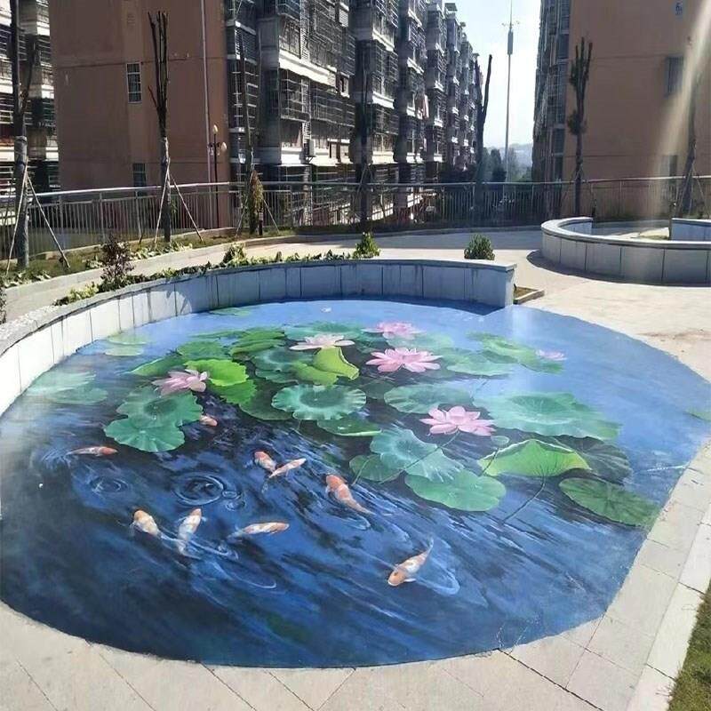 高档地面彩绘漆户外沥青水泥路面室外地板绘画3d立体画马路地上彩
