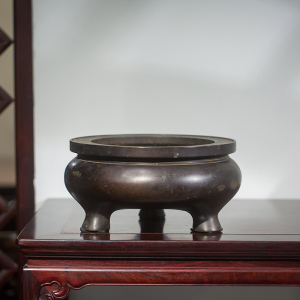 清早期 铜鬲式大香炉老物件古玩收藏客厅办公室铜制香炉供奉摆件