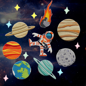 宇宙星球图案百搭刺绣布贴衣服裤子修补破洞自粘贴包包装饰补丁贴