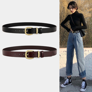 tgreg女士皮带头层牛皮百搭牛仔裤带装饰配裙港风针扣腰带