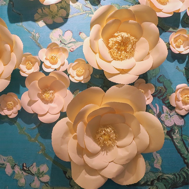 纸花装饰背景墙艺术文化长廊装饰花墙橱窗布置道具手工纸艺花杏花