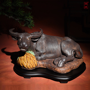 石湾公仔陶瓷牛摆件办公室老板桌面装饰工艺品公司店铺开业礼品