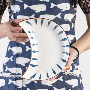 家用陶瓷半月套盘组合套装团圆盘子月亮盘拼盘月牙形菜盘餐盘餐具