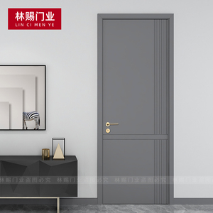 木门室内门卧室门轻奢风现代简约房间门套装门灰色实木复合烤漆门
