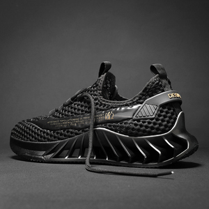 男鞋夏季透气薄款防滑时尚网面运动休闲网鞋黑色刀锋网眼镂空潮鞋