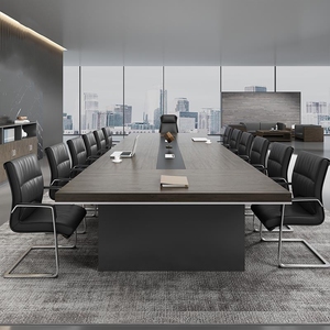 大型会议桌长桌简约现代会客室长条洽谈20人以上商务谈判桌椅轻奢