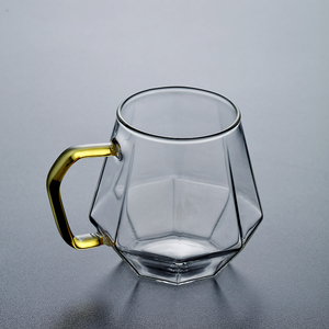 钻石玻璃杯男女带把手家用杯子水杯套装日式夏季手柄喝茶杯咖啡杯