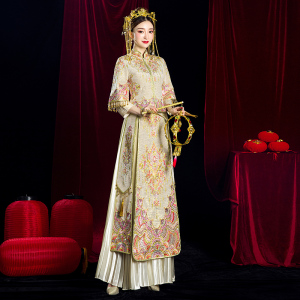 秀禾服新娘2018新款女古代中式婚纱古装嫁衣凤冠霞帔2019敬酒礼服
