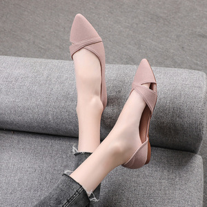 网红平底女单鞋2020秋款瓢鞋韩版百搭尖头浅口晚晚鞋侧空百搭女鞋