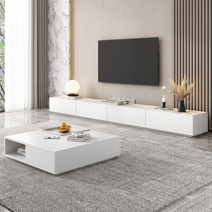 北欧白色电视柜茶几组合现代简约客厅极简小户型贝达落地电视机柜