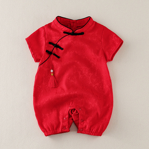 新生婴儿衣服女宝宝百天百岁礼服夏季连体爬服公主满月服夏装套装