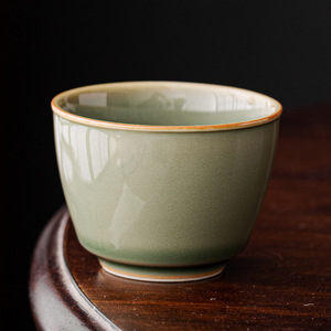 越窑青瓷水缸主人杯泡茶杯单个大号复古功夫茶具小茶杯陶瓷品茗杯