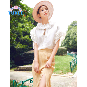 正品tuxee明星黄圣依同款夏季20新款女装纯色衬衫开叉半身裙显瘦