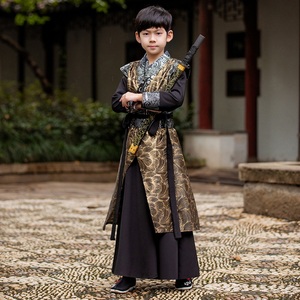 男童汉服秋冬装儿童帅气武侠古代剑客侠客男孩古风走秀表演服套装