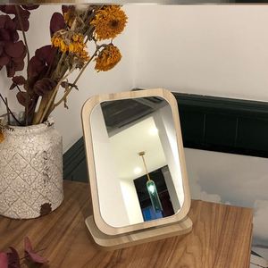 镜子办公室化妆镜手拿式梳妆台镜子可隐折叠ins简约木质网红镜子