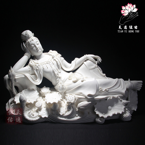 0048人付款淘宝祥云观音佛像菩萨家用陶瓷摆件德化白瓷纯手工陶瓷工艺