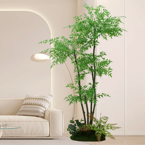 仿真南天竹植物盆栽仿生绿植客厅摆件家居装饰大型假树盆景假竹子