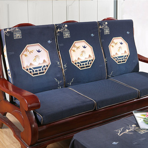 老式木沙发垫带靠背高密度硬海绵垫单人木制实木红木老款椅子坐垫