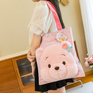 大容量帆布包包粉色女士包维尼熊可爱日系韩版夏季单肩背通勤少女