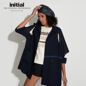 initial21春夏新款休闲百搭轻薄藏蓝镂空外套女21ucoflmxx227