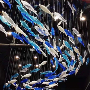 定制售楼部玻璃鱼群吊灯海洋馆餐厅非标工程灯酒店大厅创意艺术灯