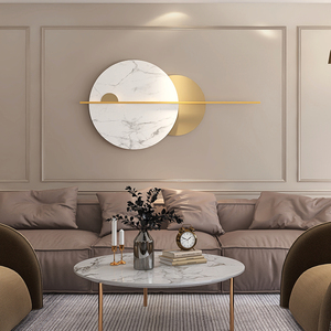 客厅沙发背景墙挂画2021新款现代简约立体圆形装饰画轻奢卧室壁画