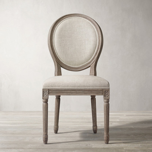 美式实木橡木餐椅书椅咖啡椅法式复古家用布艺圆背椅久坐椅子定制