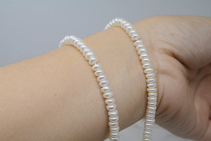 5-5mm纯天然淡水扁形算盘珍珠串珠diy手工手链珠子散珠材料