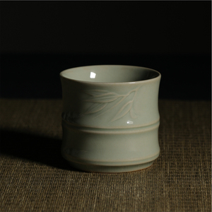 燕庐上林湖越窑青瓷竹节杯主人杯秘色瓷品茗杯随手茶杯陶瓷单水杯