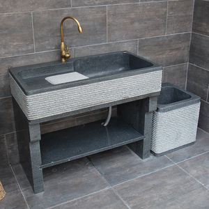 大理石洗衣池阳台水槽洗衣槽带搓衣板整体连体定做石材石头盆槽