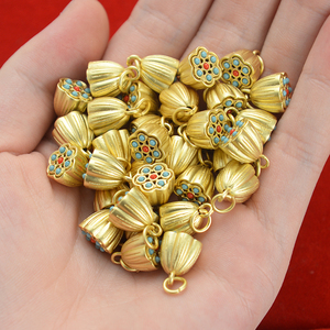 尼泊尔沙金配件莲蓬吊坠古法金diy配饰老金项链手链挂件饰品材料