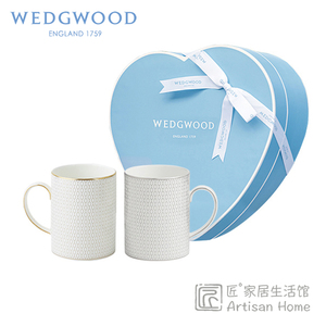现货WEDGWOOD几何马克对杯心形礼盒情侣对杯咖啡杯进口结婚礼物