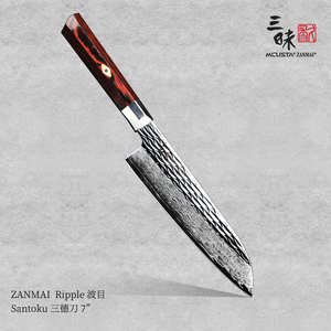 zanmai三昧日本进口vg10水波纹大马士革多功能三德切片刀家用菜刀