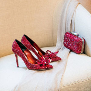 水晶高跟鞋婚鞋新娘鞋伴娘鞋灰姑娘水晶鞋婚鞋女结婚新娘水钻超仙