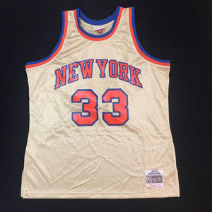 mitchell ness mn尼克斯队 尤因大码球衣金色限定刺绣复古nba球衣