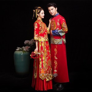 秀禾服新朗2007新款秀禾服男女套装2018新款中式婚纱结婚礼服新娘