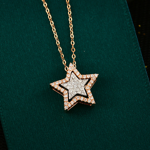 18k玫瑰金白金钻石星星吊坠项链锁骨链星星群镶钻石项链一款多戴
