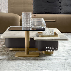 客厅转角茶几大理石天然北欧轻奢简约现代创意茶几花几组合设计师