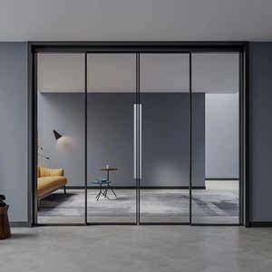 极窄长虹玻璃极简推拉吊门三联动厨房阳台书房衣帽间移门铝合金门