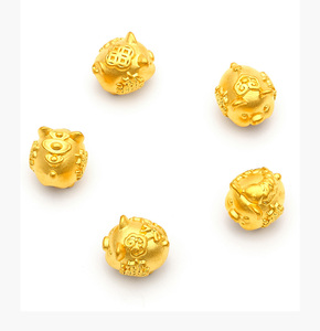 老凤祥云硬金纯金小金猪999足金手链男女黄金本命年宝宝满月礼物