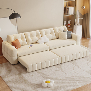 折叠沙发床两用小户型客厅多功能耐磨猫爪绒布双三人组合直排沙发