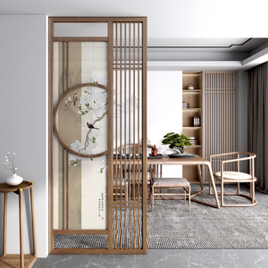 屏风隔断客厅进门遮挡入户玄关墙格栅实木禅意新中式木质入门创意
