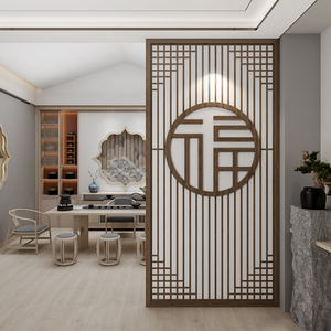 中式入户屏风客厅半墙隔断玄关茶室会所大厅福字简约实木高端座屏